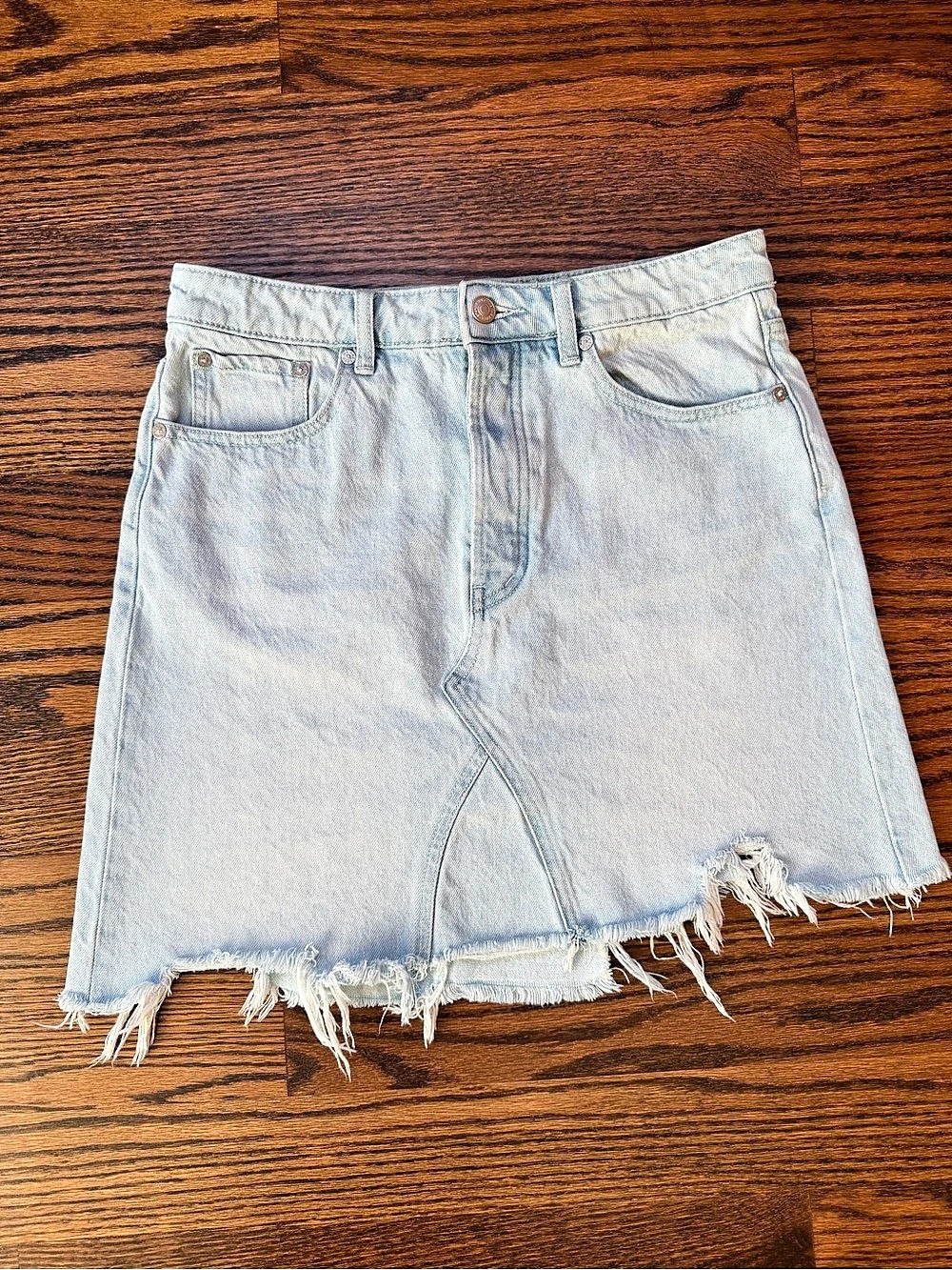 Free People We the Free Women's Frayed Denim Jean Skirt